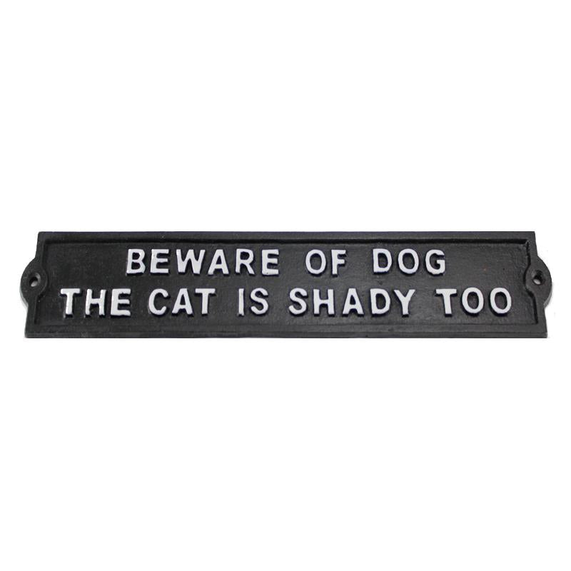 CAST IRON BEWARE DOG/CAT SIGN