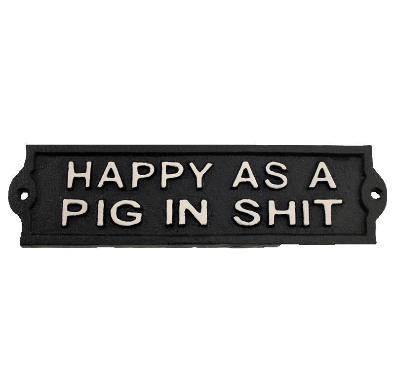 CAST IRON HAPPY AS A PIG SIGN