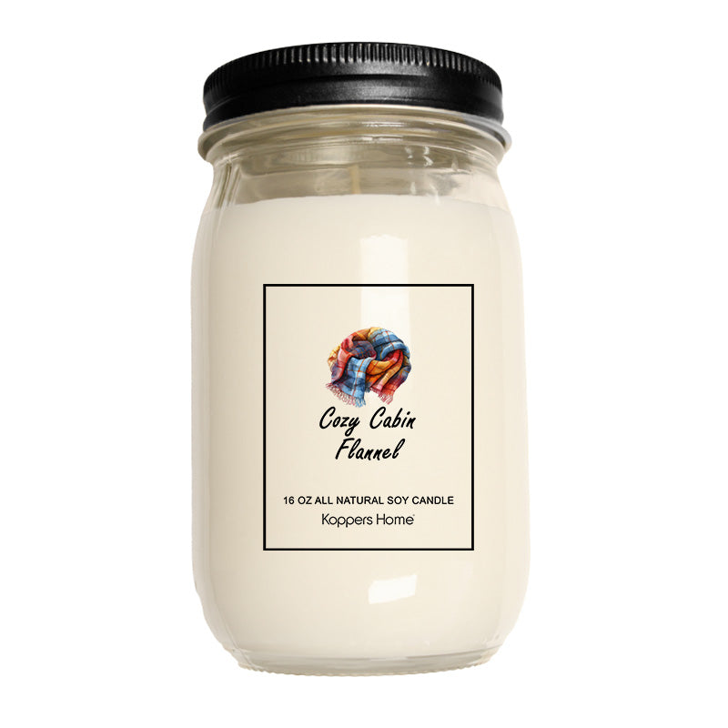 Soy Candle- Cozy Cabin Flannel 16oz