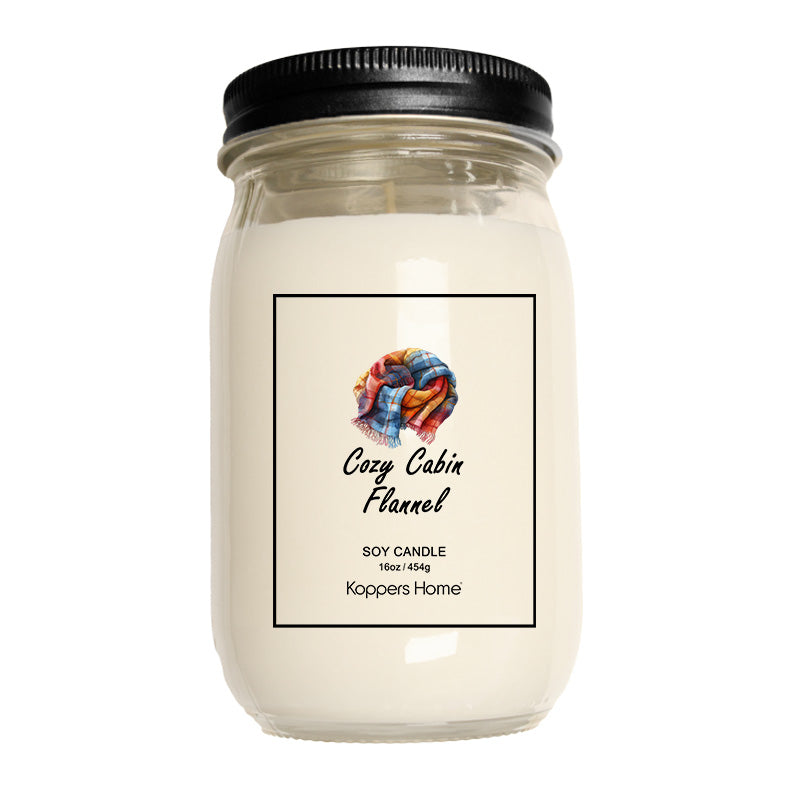 Soy Candle- Cozy Cabin Flannel 16oz