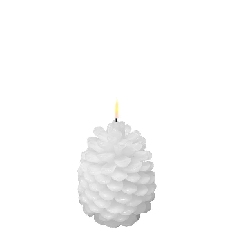 White Pine Cone Candle 6"