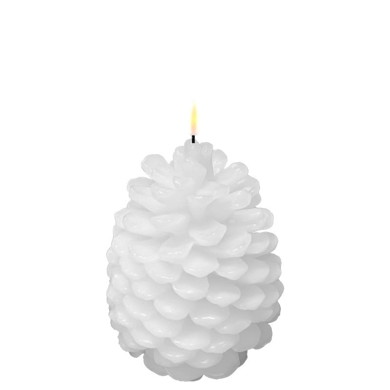 White Pine Cone Candle 8"