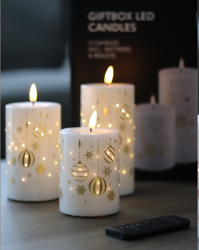 White/Gold Fiber Optic LED Candles